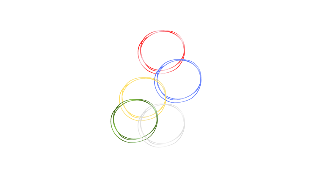 anneau rouge, anneau bleu, anneau jaune, anneau vert et anneau gris symbolisant les 5 éléments de médecine chinoise